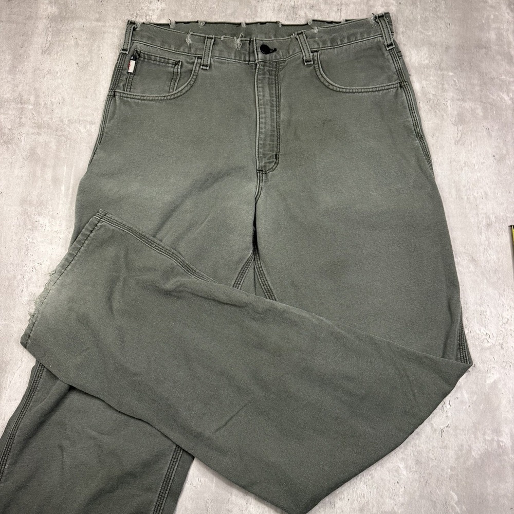 Carhartt FR Pants Mens 34x36 Green Flame Resistant Original Fit Workwear FRB159